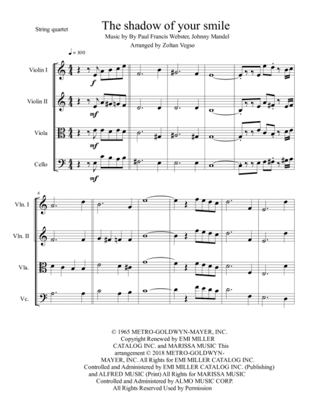 The Shadow Of Your Smile (arr. Vegso Zoltan)