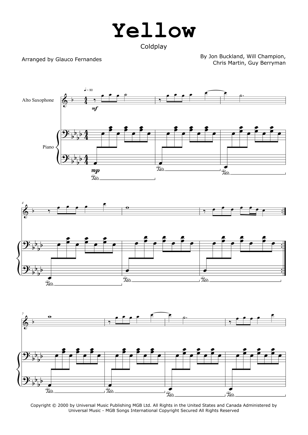 Yellow (arr. Glauco Fernandes)