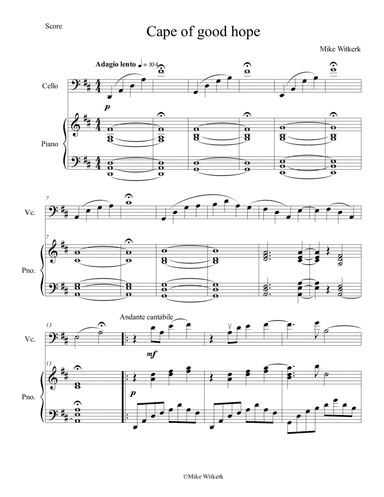 Cape of Good Hope (Cello and Piano)