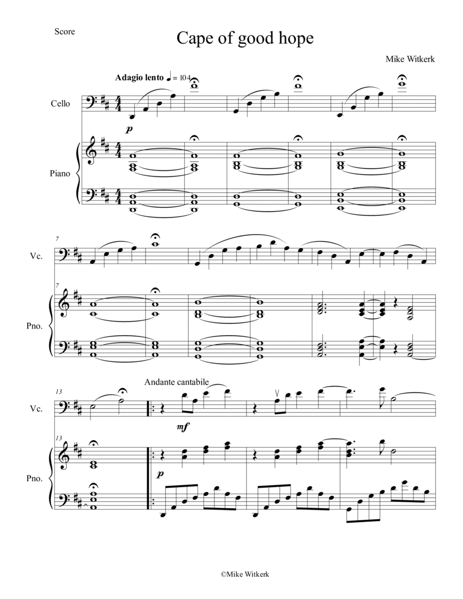 Cape of Good Hope (Cello and Piano)