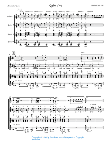 Quien Sera (arr. Michael Gaspar)