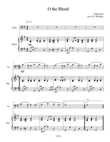 O the Blood (Cello Solo with Piano Accompaniment) (arr. B. C. Dockery)