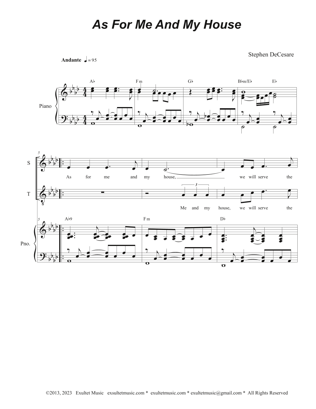 As For Me And My House (SATB)