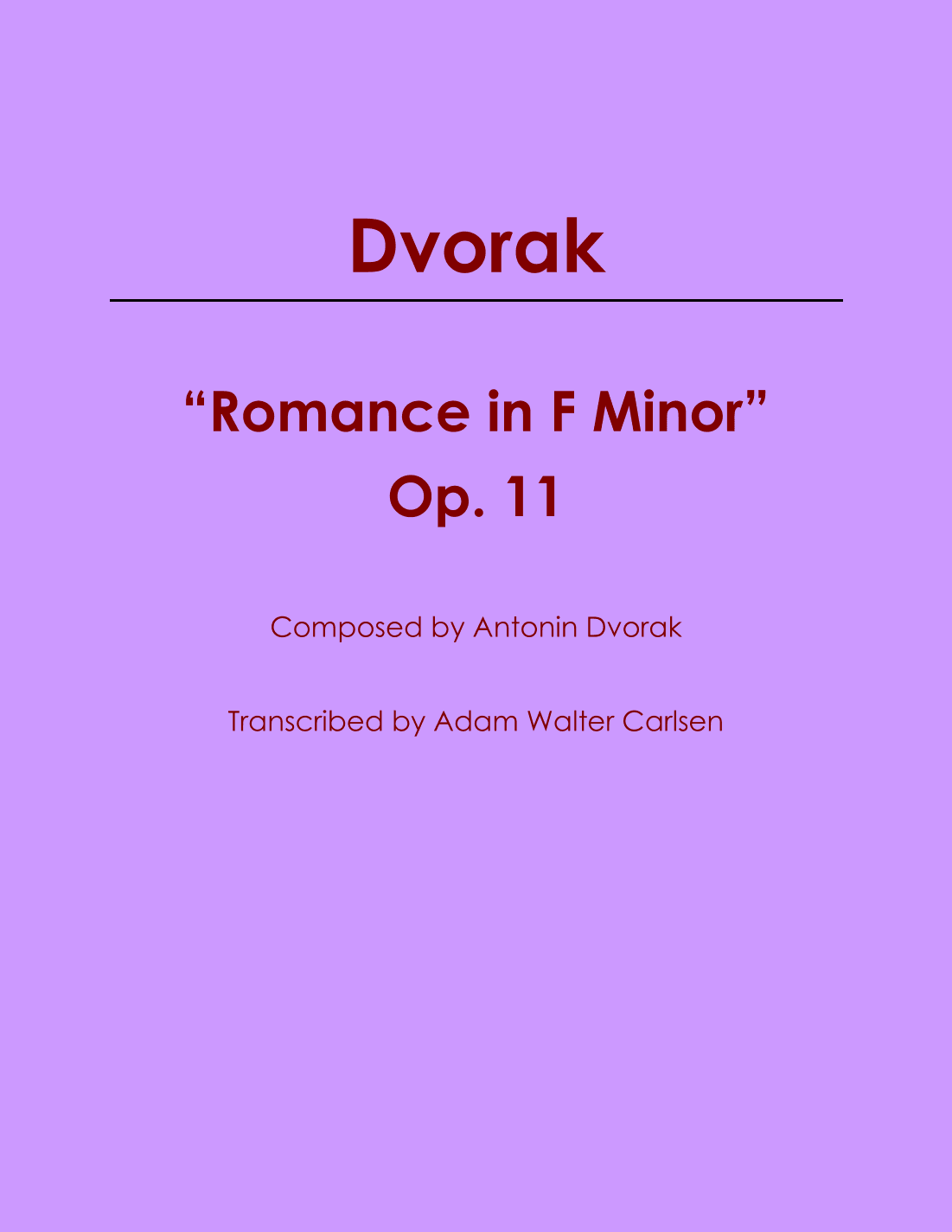 Romance in F Minor, Op. 11 (arr. Adam Walter Carlsen)