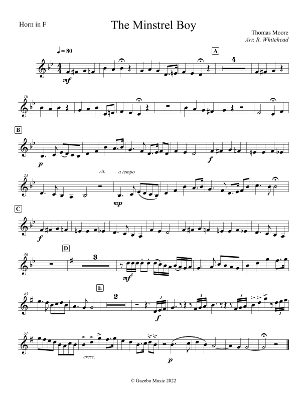 The Minstrel Boy (arr. Robert Whitehead)