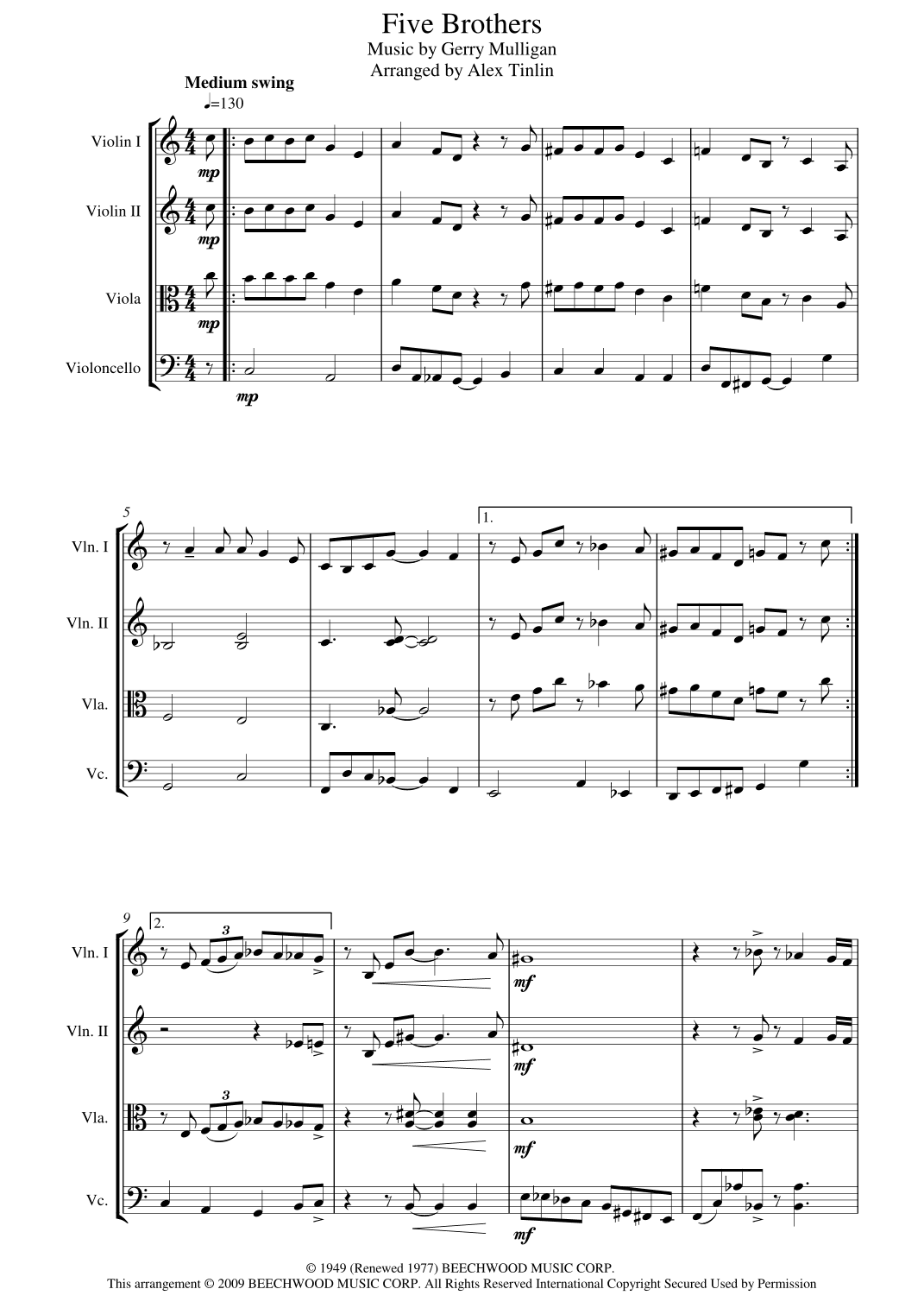 Five Brothers (arr. Alex Tinlin)