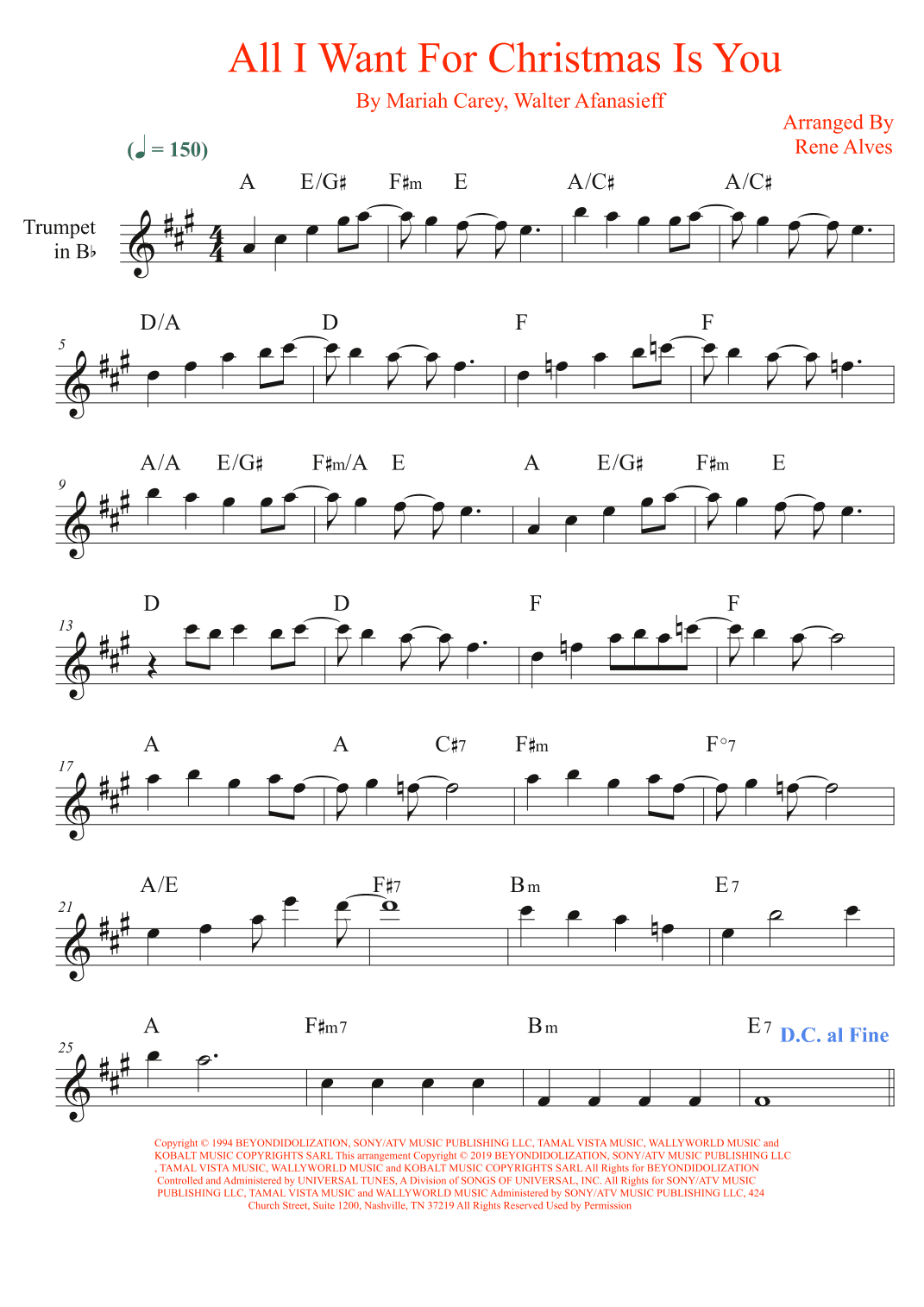 All I Want For Christmas Is You (arr. Rene Alves)