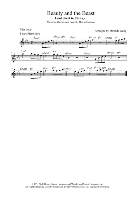 Beauty And The Beast (arr. Miranda Wong)