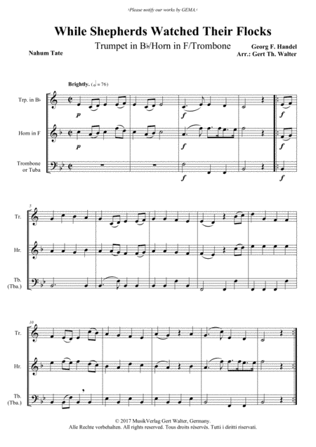 While Shepherds Watched Their Flocks (arr. Gert Th. Walter)