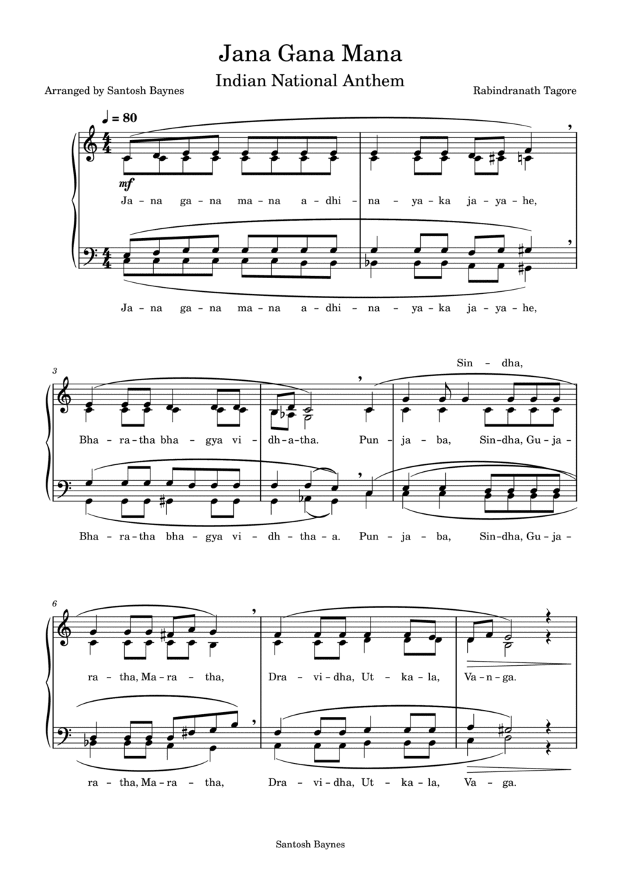 Indian National Anthem - Jana Gana Mana (SATB) (arr. Santosh Baynes)
