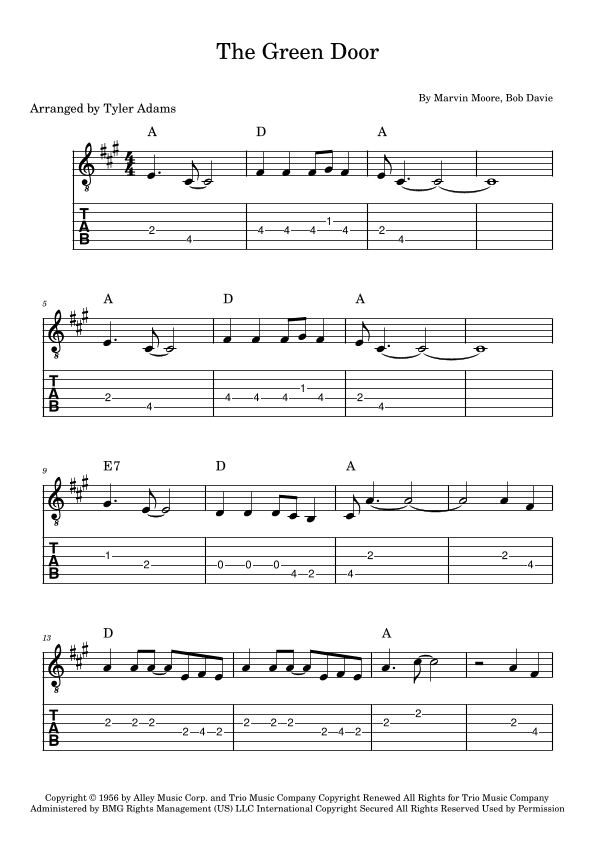 The Green Door (arr. Tyler Adams)