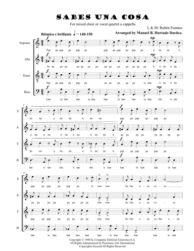 Sabes Una Cosa (arr. Manuel B. Hurtado Dueñez)