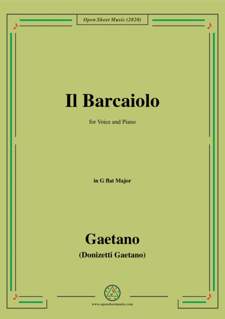 Donizetti-Il Barcaiolo,in G flat Major,for Voice and Piano (arr. MSM)
