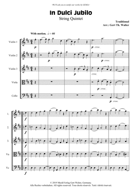 In Dulci Jubilo (arr. Gert Th. Walter)