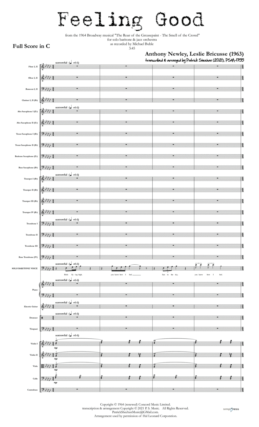 Feeling Good (arr. Patrick Sheehan)