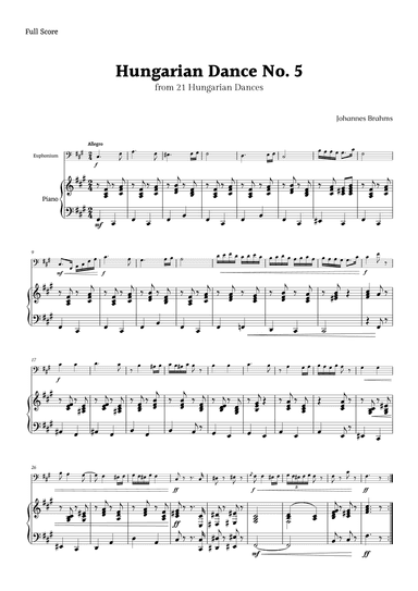 Hungarian Dance No. 5 by Brahms for Euphonium and Piano (arr. Rika K.)