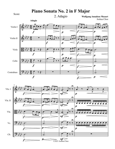 Piano Sonata No. 2, Movement 2 (arr. Joshua Choe)