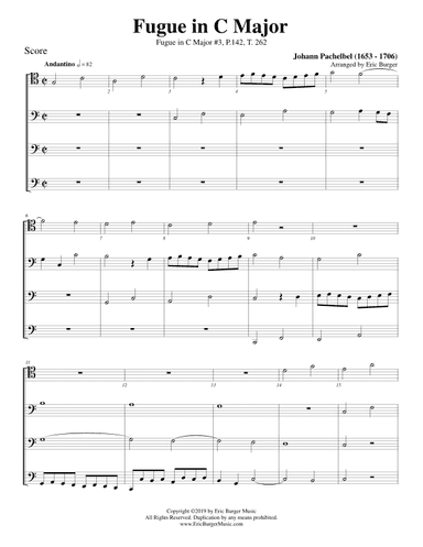 Fugue in C Major for Trombone or Low Brass Quartet (arr. Eric Burger Music)