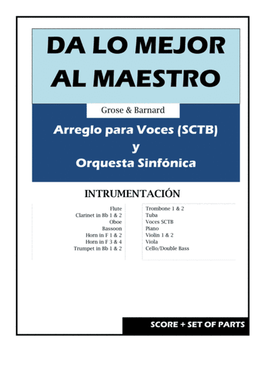 Da lo mejor al Maestro (Himno Tradicional) - Orchestra - Score + Set of Parts (arr. David Puc Narváez)