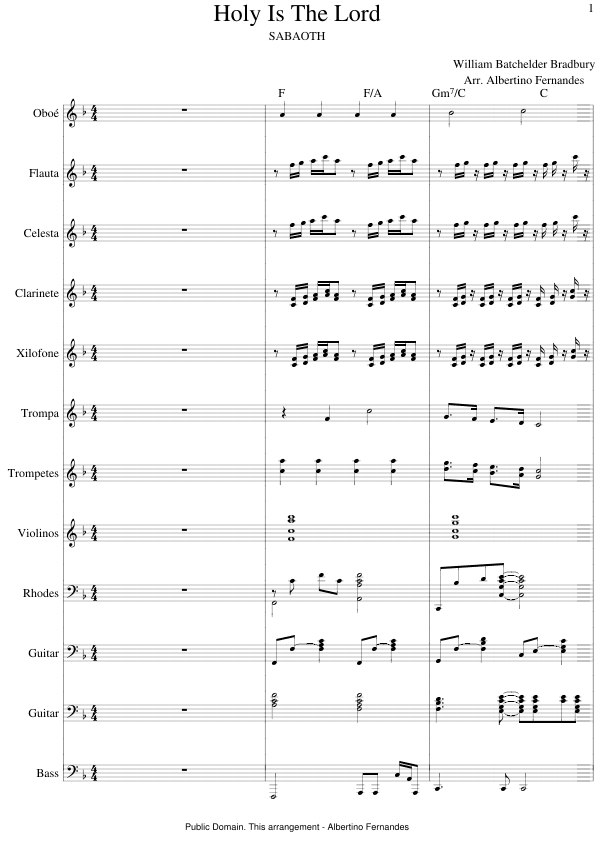 Holy Is The Lord (SABAOTH) - Score Only (arr. Albertino Fernandes)