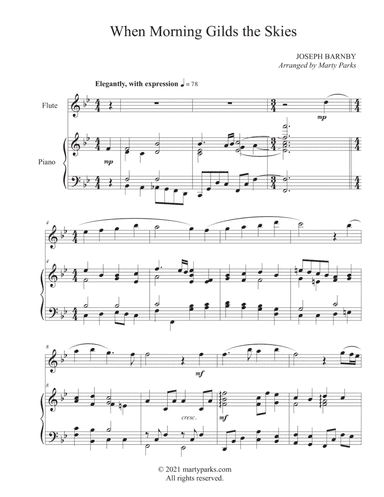 When Morning Gilds the Skies (Flute-Piano) (arr. Marty Parks)
