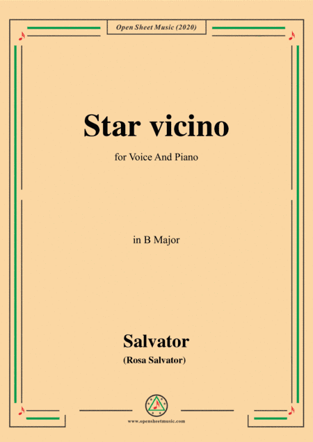 Rosa-Star vicino,in B Major,for Voice and Piano (arr. MSM)