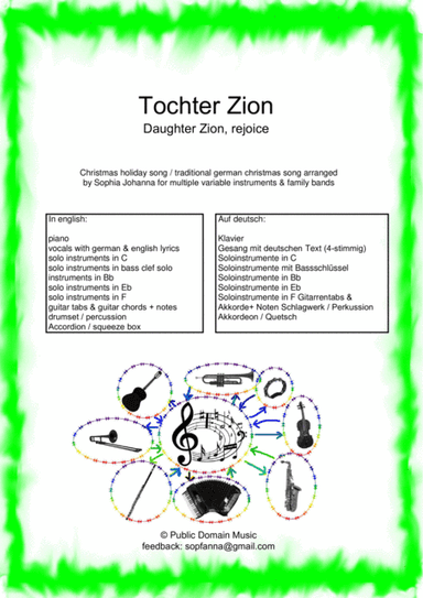 Tochter Zion - Daughter Zion, rejoice - for various instruments (arr. Sophia Johanna)