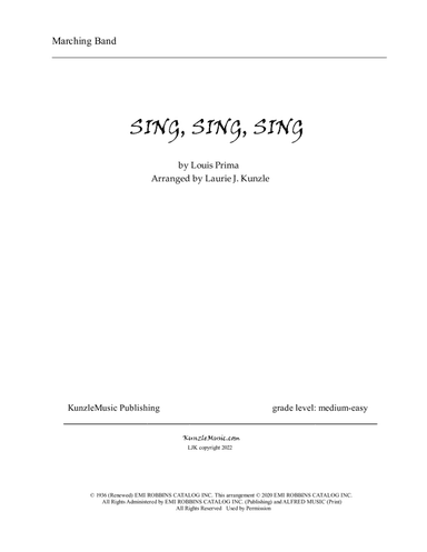 Sing, Sing, Sing (arr. Laurie J. Kunzle)