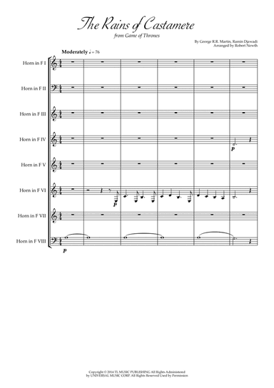 The Rains Of Castamere (arr. Robert Newth)