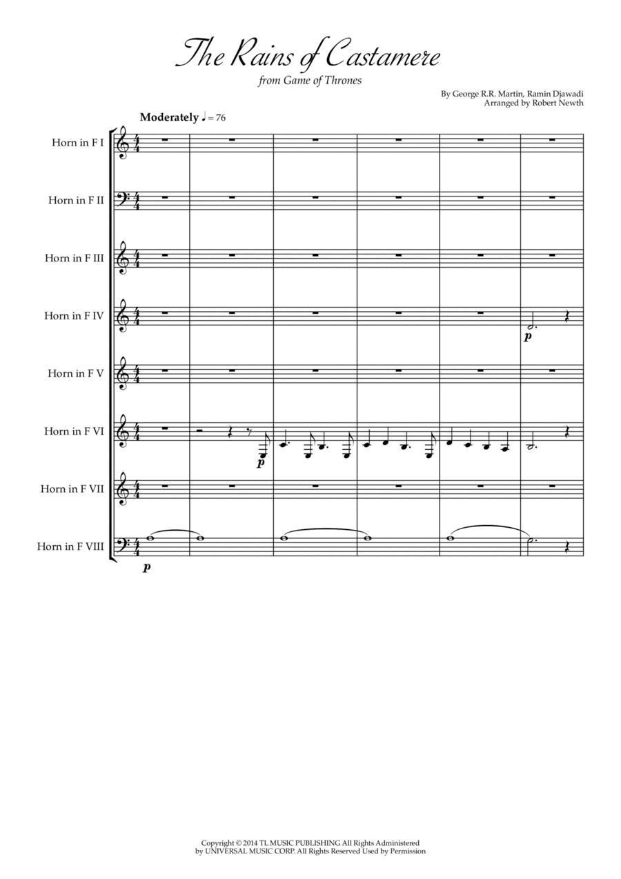The Rains Of Castamere (arr. Robert Newth)