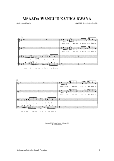 MSAADA WANGU U KATIKA BWANA (arr. Sir Nyukuri Edwin)
