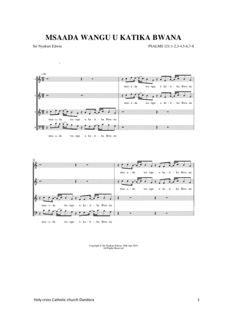 MSAADA WANGU U KATIKA BWANA (arr. Sir Nyukuri Edwin)