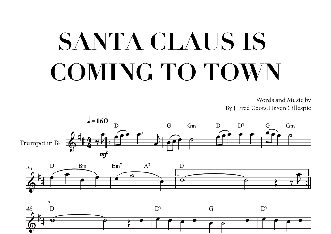 Santa Claus Is Comin' To Town (arr. Cadenza Editions)