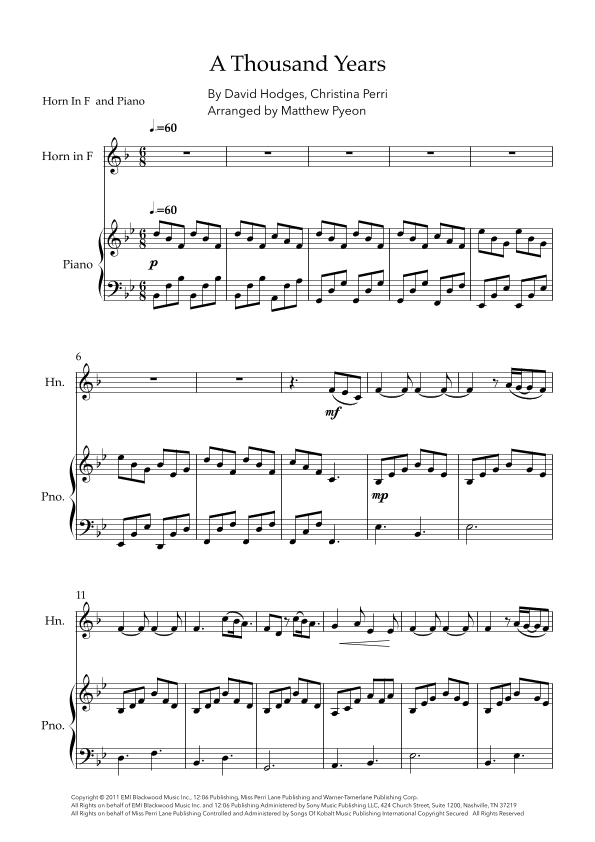 A Thousand Years (arr. Matthew pyeon)