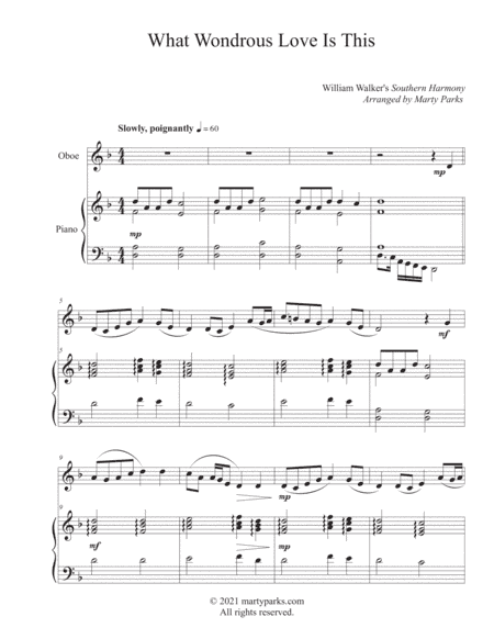 What Wondrous Love Is This (Oboe-Piano) (arr. Marty Parks)