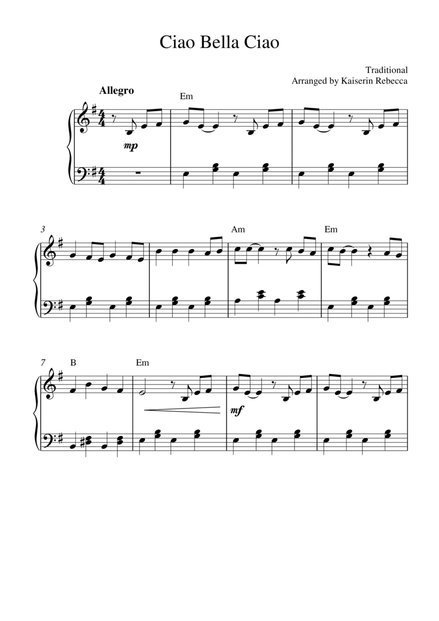 Ciao Bella Ciao (arr. Kaiserin Rebecca)