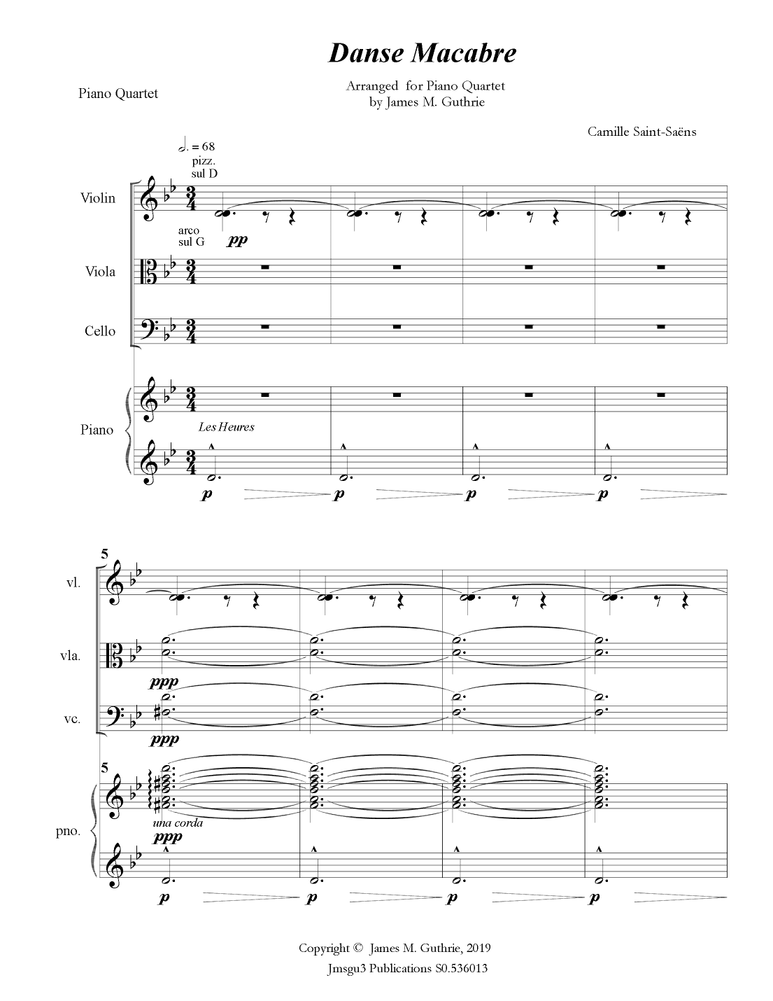 Saint-Saëns: Danse Macabre for Piano Quartet (arr. James M. Guthrie)