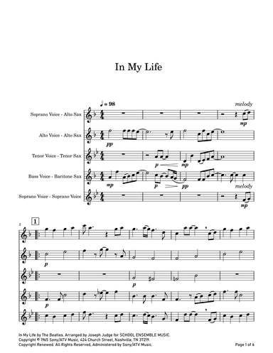 In My Life (arr. Joseph Judge)