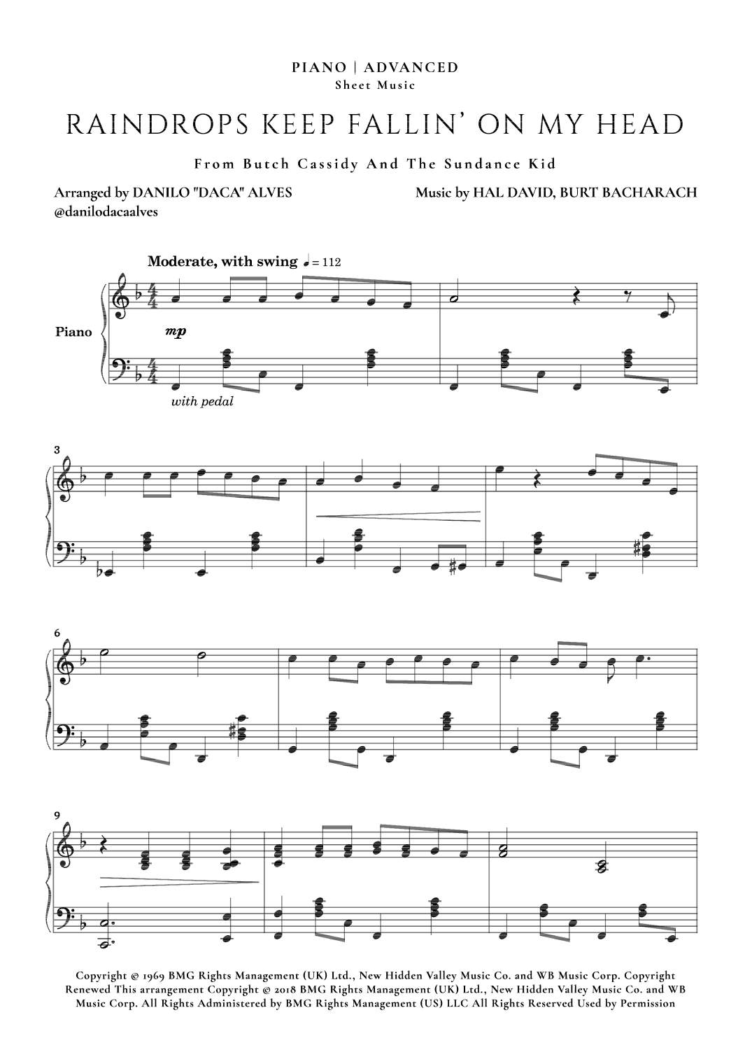 Raindrops Keep Fallin' On My Head (arr. Danilo "Daca" Alves)