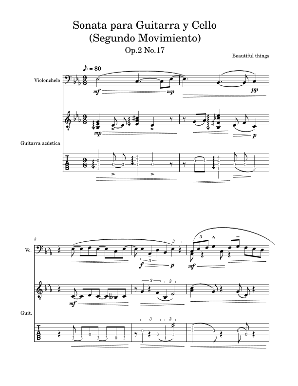 Sonata para Guitarra y Cello(Segundo Movimiento)-Beautiful things Op.2 No.17