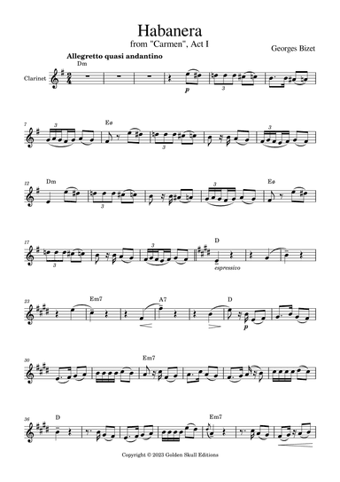 Habanera from "Carmen" (arr. Golden Skull Editions)