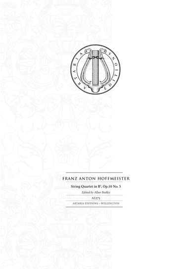 String Quartet in B flat major, Op. 10, No. 5 - Score Only (arr. Artaria Editions)