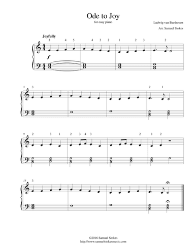 Ode to Joy (Joyful, Joyful, We Adore Thee) - for easy piano (arr. Samuel Stokes)