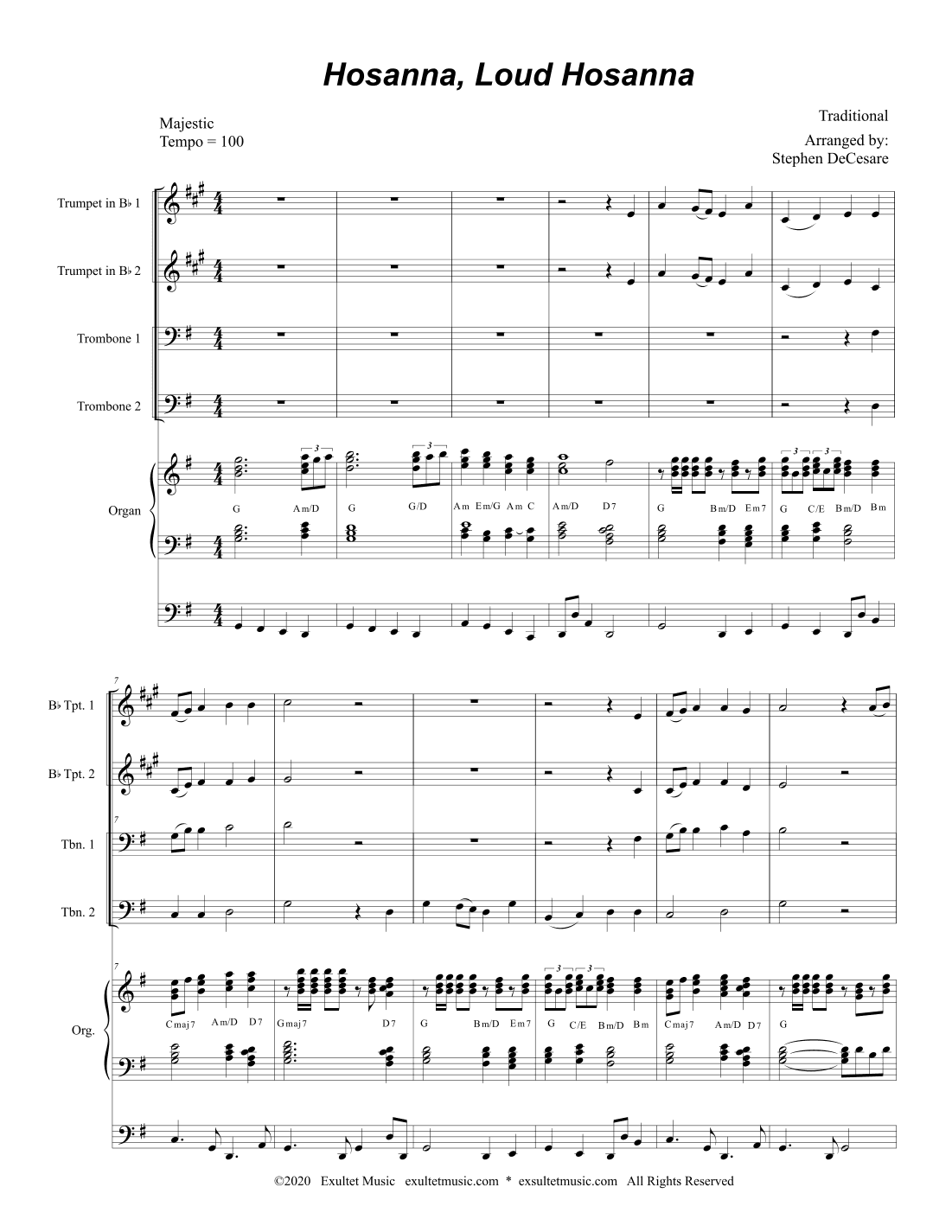 Hosanna, Loud Hosanna (Brass Quartet (Alternate Version) - Organ accompaniment) (arr. Stephen DeCesare)