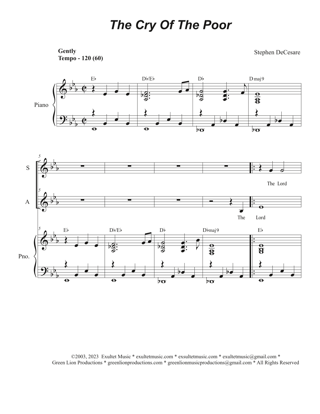 The Cry Of The Poor (2-part choir - (SA)