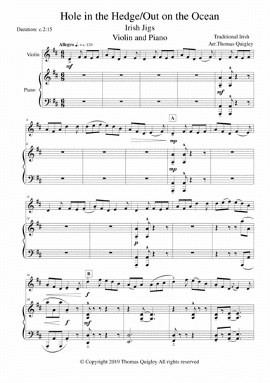 Hole in the Hedge/Out on the Ocean ( Irish Jigs) (arr. Thomas Quigley)