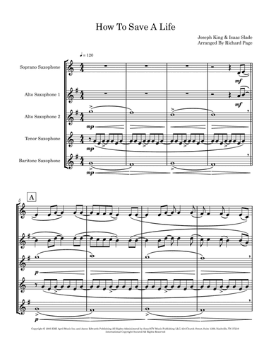 How To Save A Life (arr. Richard Page)
