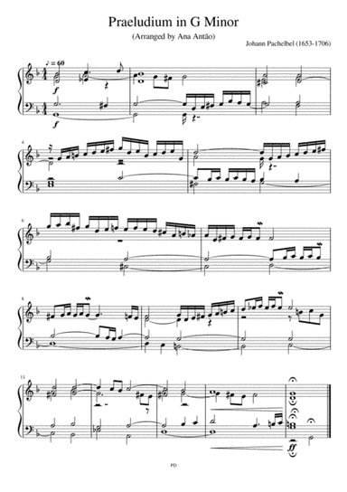 J. Pachelbel Praeludium in G Minor, Organ (arr. Ana Antão)