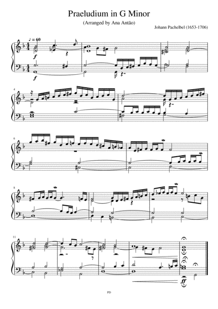 J. Pachelbel Praeludium in G Minor, Organ (arr. Ana Antão)
