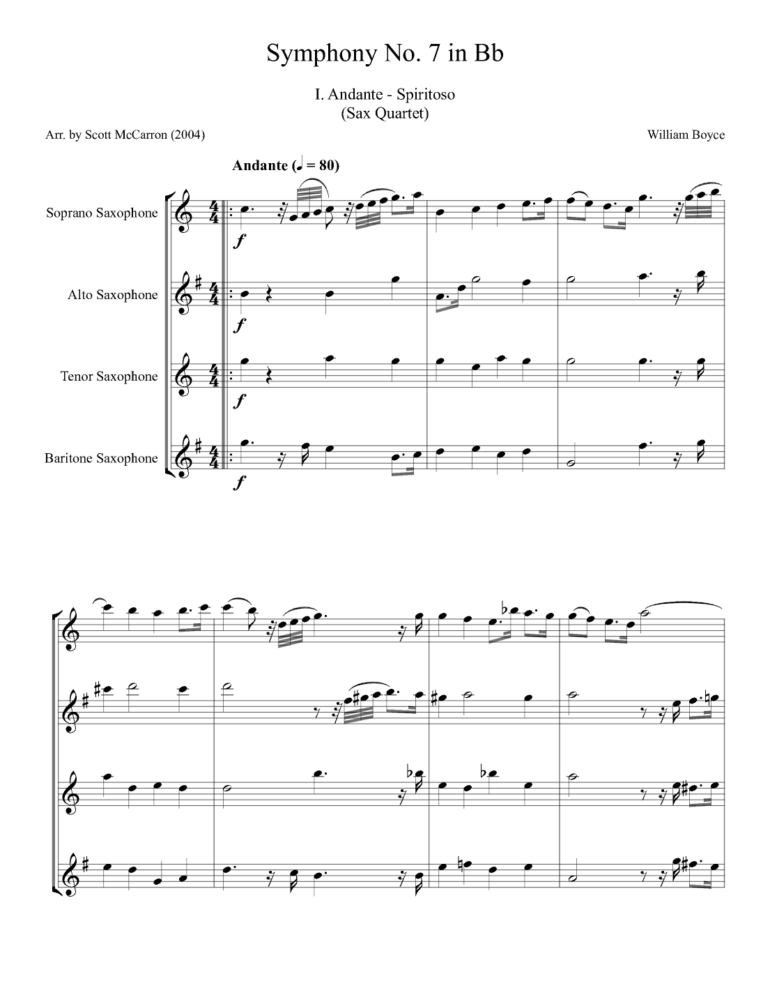 Symphony No. 7 in Bb (arr. Scott McCarron)